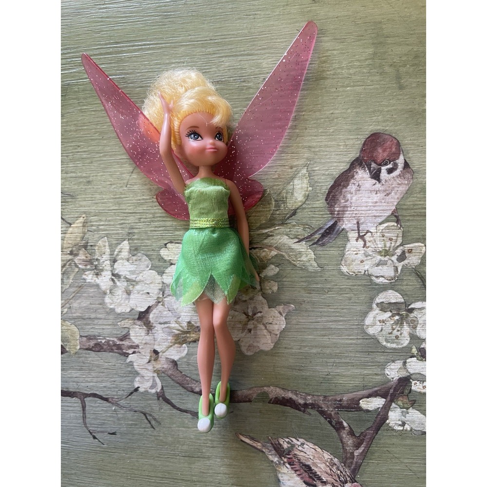 Disney Tinker Bell Doll Pink Glitter Wings And Shoes 6"